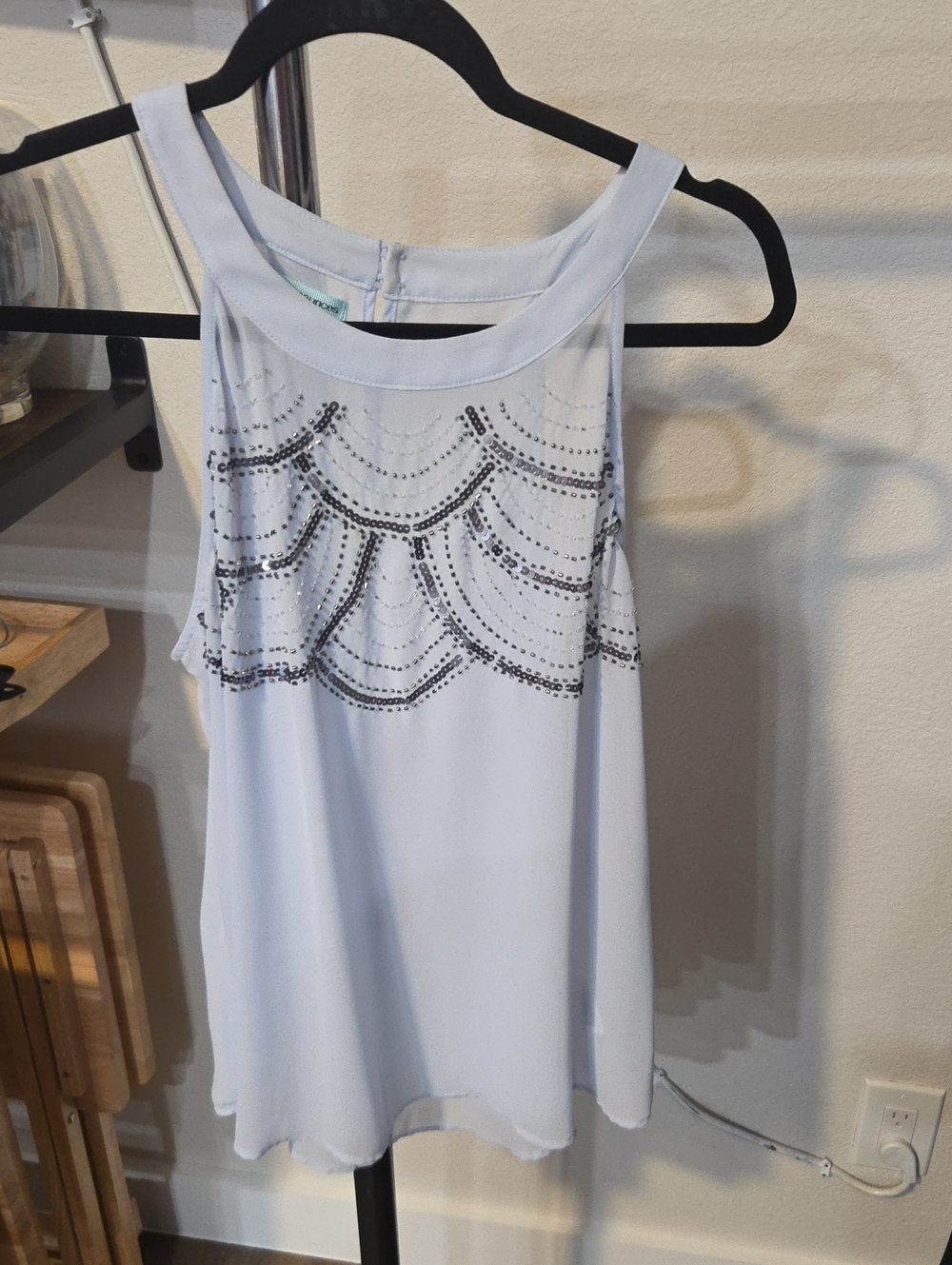 Maurices Light Blue Beaded Halter Camisole
